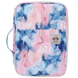 JAKAGO A4 Travel Portfolio Multifunctional Document Organizer Zippered Case for Office Supplies (LSpink)