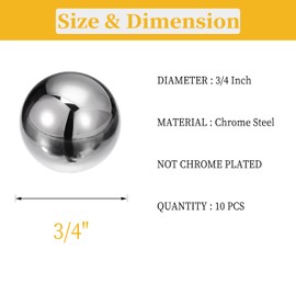 CYIWPH Ten 3/4" Inch Diameter Hardened Chrome Solid Steel Bearing Balls, Precision Balls (10 Pieces)