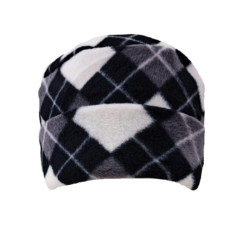 Black White Gray Argyle Print Polar Fleece Scarf Glove &