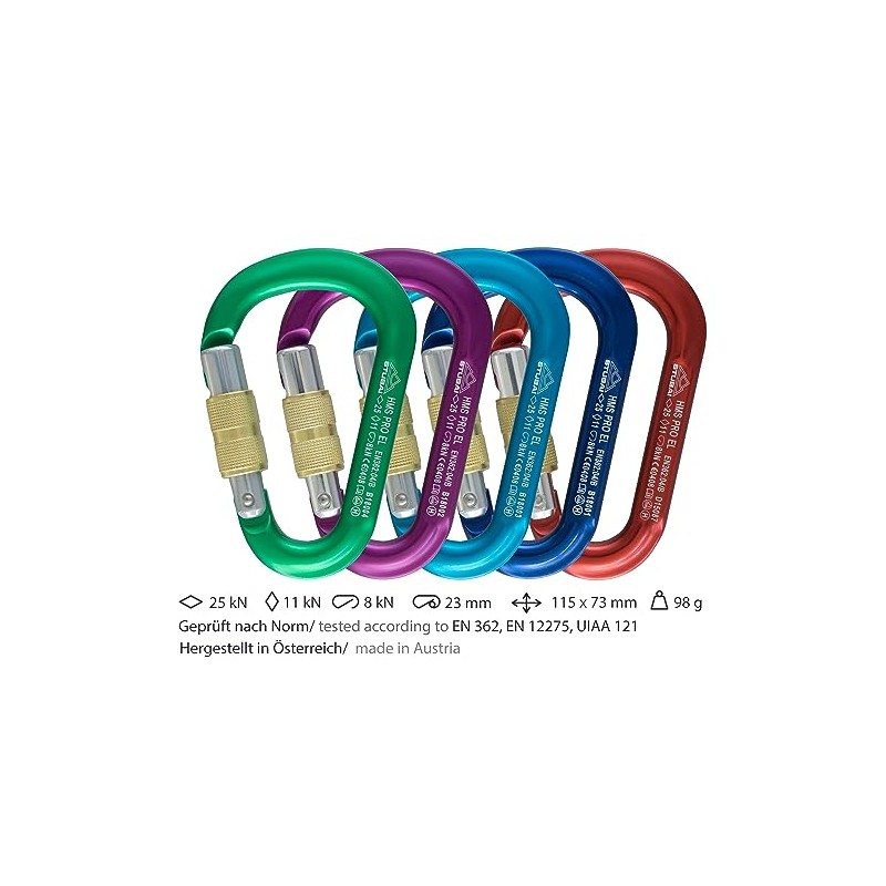 Hms Pro Stubai Sports Easylock Karab with Screw Gate Anodized