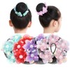 4PCS Girls Ballet Bun Covers Flower with Pearl Shaped Dance