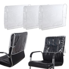 Plastic Salon Chair Back Covers Protectors - Pack of 3, Clear Vinyl Cover for Most Standard Salon Chairs. Protect Chairs from Stains, Chemicals, Mousse, Color, Peroxide & Bleach
