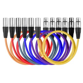 NDS 6 Pack 5 feet/1.8m XLR Male to XLR Female Microphone Audio Colored Cables (Purple/Red/Blue/Orange/Yellow/Green) 1.8M