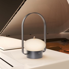 LROLTEF Cordless Lantern Table Lamp LED, Portable Camping Lantern Light Dimmable,Touch Lamp Rechargeable for Bedroom, Outdoor, 3 Color Temperatures, Gray