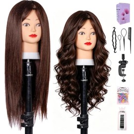 Cabeza De Maniquí Con 80% De Cabello Humano Lisa De 66 A 71 Cm Cabeza De Muñeca Con Cabello Cabeza De Maniquí De Cosmetología Cabello Humano Para Peluquería