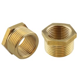 ZZLZX 2PCS NPT 1/2 Female to npt 3/4 Male Thread Brass Hex Head Bushing Reducer Pipe Fitting,Pipe Bushing Fitting, Garden PVC Hose Adapter for PEX Tubing Air Gas Water Fuel Line Plumbing
