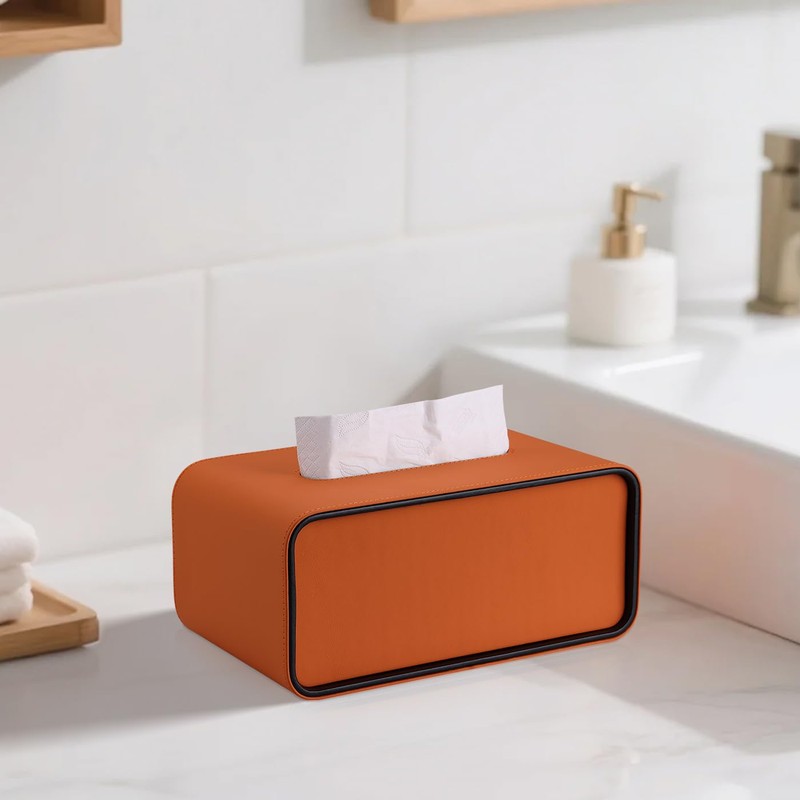 GORESE Tissue Box, Leather Rectangular Cosmetic Tissue Box, Paper Tissue