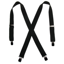 CTM Men's Terry Casual Elastic Clip-End 1 1/2 Inch Suspenders, Black