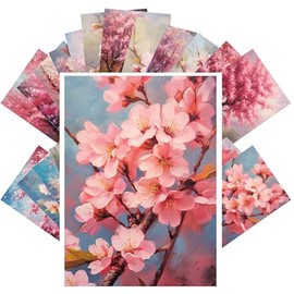 Vintage Postcards (24pcs 4"x6") Enchanted Petals: A Serene Journey Through Cherry Blossom Trails, A Postcard Series Celebrating Spring's Awakening in a Whirl of Pink Splendor Painterly Tranquility