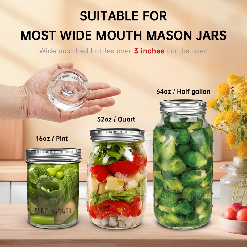9Pcs Fermentation Glass Weights with Easy Grip Handles, Clear Canning