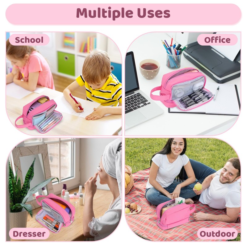 Alyvisun Large Capacity Pencil Case with 3 Compartments for Boys