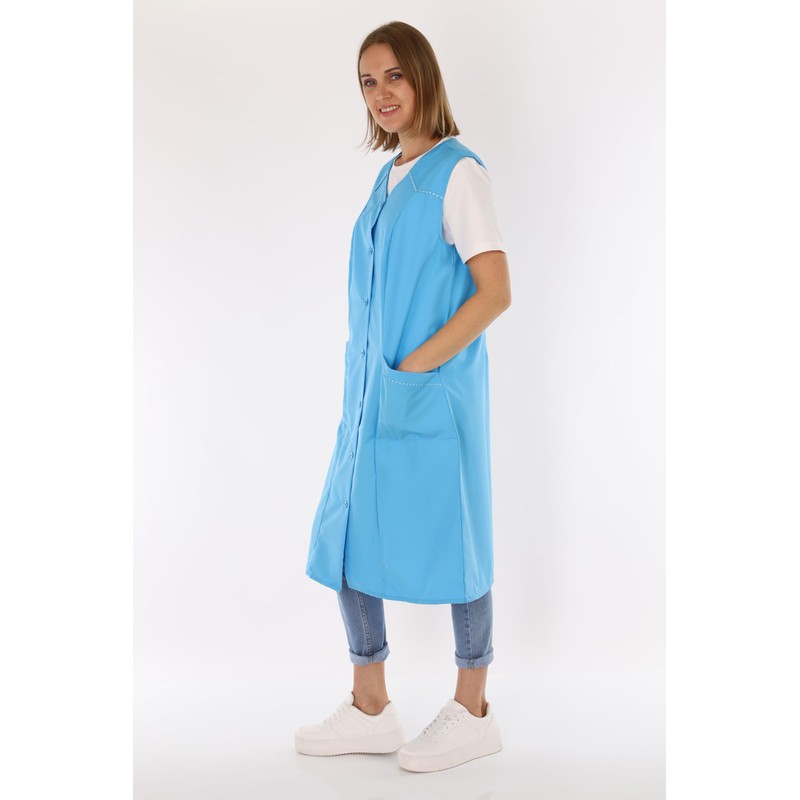 Women's Sleeveless Cooking Apron Apron Button Gown Plain House Dress,