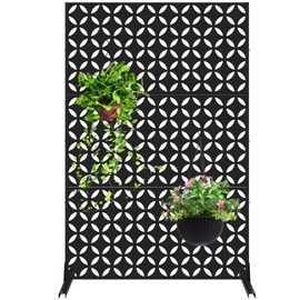 Meyoppm 72" H×47" W Metal Privacy Screen, Outdoor Indoor Privacy Screens with Stand Panels, Free Standing Decorative Privacy Screen for Patio