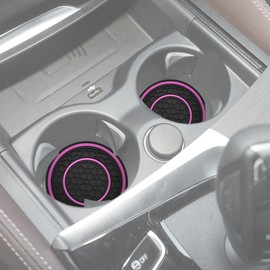 JUNAHAA Car Cup Coaster Universal Automotive Waterproof Non-Slip Cup Holders Sift-Proof Spill Holder Car Interior Accessories 4 Pack Black & Purple