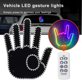 Goodream RGB LED Glow Hand Gesture Light for Car Truck Remote Control Rear Window Sign Light Up 7 Finger Gestures Funny Accessories Valentine's Day Gifts for Men or Women