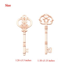 Makhry Mixed Set of 20 Extra Large Skeleton Keys in Antique Gold - Set of 20 Keys (2 Styles) - 3 1/4 Inch Keys, Rose Gold