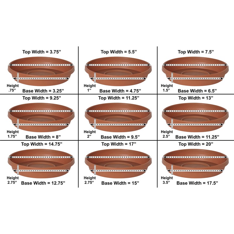 Bloem Terra Plant Saucer Tray for Planters 9-12" Chocolate Brown