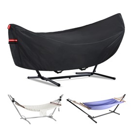 Waterproof 11-12 FT Hammock Cover, 210T Sun Rain UV Dust Snow Protection Outdoor Hammock Covers with Windproof Straps & Soft Cotton Lining for 11-12ft Stand