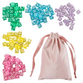 UUYYEO 200 Pcs 5mm Mini Acrylic Dice Small 6 Sided Dice Colorful Transparent Dice Multi Colored Dice Translucent Game Dice Math Teaching Dice with 2 Pcs Velvet Bags