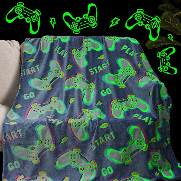Glow in The Dark Blanket Gaming Controller Glowing Throw Blanket