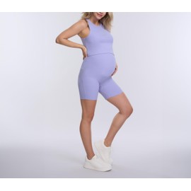 Motherhood Maternity Women's Ribbed Crop Racerback Pregnancy Workout Tank Top, Sweet Lavender