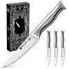 BRODARK Steak Knives Set of 4: 4.5 Inch Serrated Steak