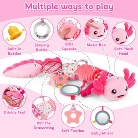 Baby Girls Toys 0-6 Months,Baby Sensory Toys Gifts for Girls 0-12 Months Newborn Essentials Musical Sensory Pink Toys Tummy Time Gift Toys for Babies 0 3 6 9 12 Months Height Chat