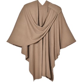 Shmily Girl Women's Poncho Scarf Cashmere Feeling Knitted Cape Cardigan for Women Gift for Mother, coffee, Unit size