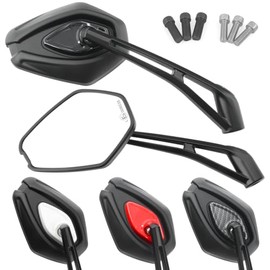 Area1 Universal Motorcycle Rear View Mirrors Pair E-Approved 2x M10 Right Thread + Left Thread Adapter Compatible with e.g. Duke, SMC/R Z900 Z750 Z650 Z500 Z125 ER-6N MT07 MT09 MT125 CB F Hornet (Black)