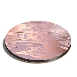 1 x Round Coaster - Rose Gold Marble Pattern Pretty Cork Backed MDF Glossy Tea Coffee Accessory #24125