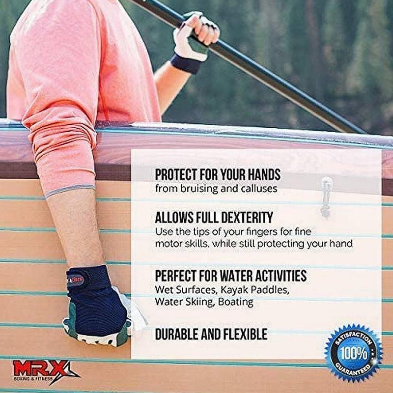 MRX BOXING & FITNESS メンズ セーリンググローブ デッキハンドグリップグローブ ホワイト/ブルー