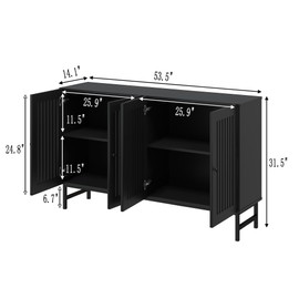 Gyger Buffet Storage Cabinet with 4 Doors,Kitchen Sideboard with Storage,Coffee Bar Cabinet for Kitchen,Living Room,Black