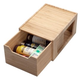 Tall Bamboo Drawer, Stackable Storage Solution for Kitchen Products, Office Supplies, or Bathroom Cosmetics & Toiletries, 12” x 9” x 6.25”