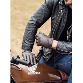 YISEVEN Men's Touchscreen Warm Fleece Fur Lined Sheepskin Leather Gloves Skin Tight with Button Genuine Luxury Heated Work Winter for Dress Driving Motorcycle, Brown 10.0"/XL