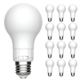 GE A19 LED Bulbs, 60W Equivalent, 2CCT Color Select Relax Soft White | Refresh Daylight, Enclosed Fixture Rated, 8W, 800 Lumens, Glass, Dimmable, UL Listed, E26 Medium Base (12 Pack)