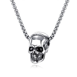 FILOBOKO Men Stainless Steel Skull Pendant Necklace Personality Necklace for Boyfriend Gift