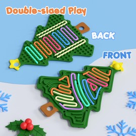 Sensory Activity Board- Silicone Fidget Toys for Stress and Anxiety Relief, ADHD Autism Sensory Toys for Kids 3+ & Adults, Fidget Pads, Stocking Stuffers Gift for Kids (Rectangle Dark Green)