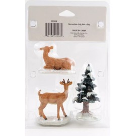 Lemax Village Collectibles Accessory - 3pc Set - STAG, DOE & TREE - 1999 - NIP
