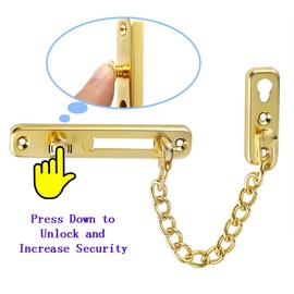 Door Chain Home Door, SAYAYO Door Chain Lockable Stainless Steel Security Chain with Screws Door Chain Lock Anti-Theft Door Chain Lock for Interior Doors and Windows, Hotel, Rental House, EFD9000-G
