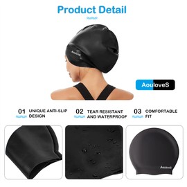 Aouloves Extra Large Long Hair Swim Cap for Braids and Dreadlocks Extensions Weaves Long Hair, Swimming Cap for Adult Youth to Keep Hair Dry, Easy to Put On and Off