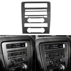 NVCNX Real Premium Carbon Fiber Compatible with Mustang GT Shelby 2010-2014 2011 2012 2013 Car Dashboard Radio Media CD AC Panel Cover Sticker Decal Interior Console Trim Accessories Black