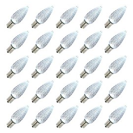 Vickerman 647127-0.96 watt 130 Volt C9 Cool White Twinkle Faceted LED Light Bulb (25 Pack) Christmas Light Bulbs (XLEDC95T-25)