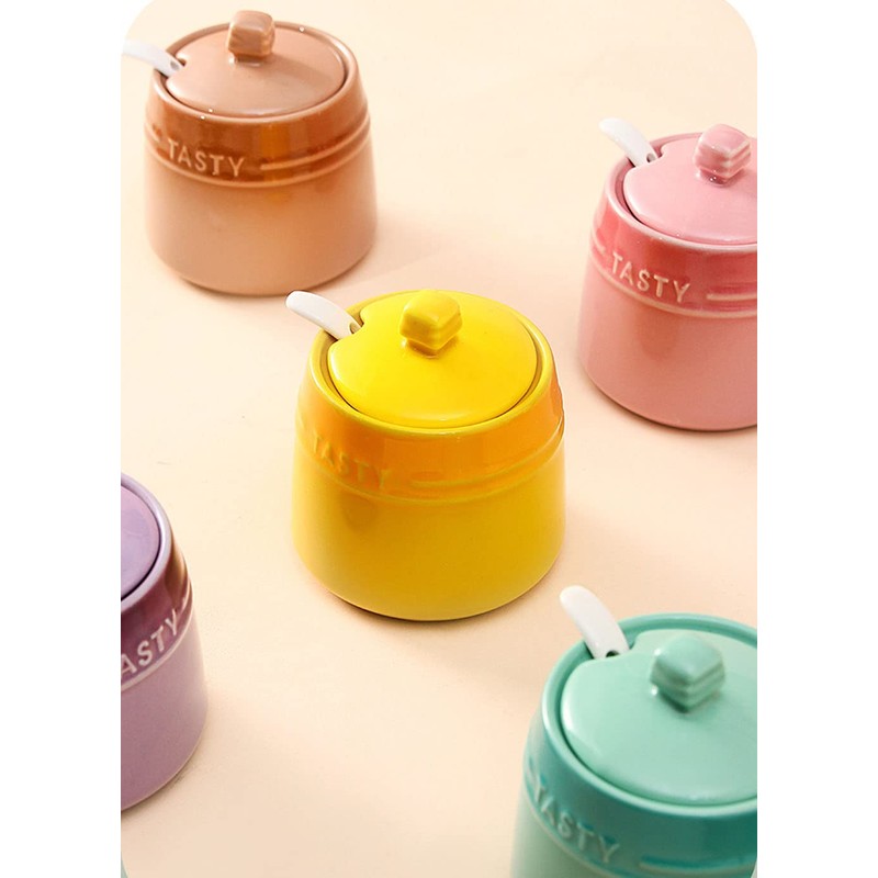 RockTrend Colourful Ceramic Spice Jar Seasoning Box Condiment Pot Sugar