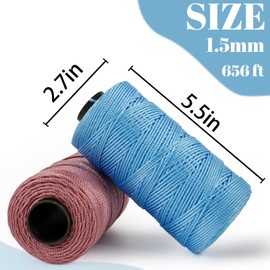 JeogYong Polypropylene Macrame Cord 1.5mm x 656 feet Thick 3 Strand Twisted 100% Polypropylene Rope Twine String Macrame Yarn, Colored Knitting & Crochet Bag Cord Crochet Thread Supplies for Knitter