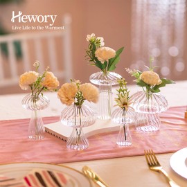 Hewory Glass Mushroom Vase for Flowers, 10pcs Clear Small Bud Flower Vases Unique, Mushroom Propagation Hydroponic Vases, Funky Cottagecore Decor for Home Room Kitchen Office Windowsill Decorations