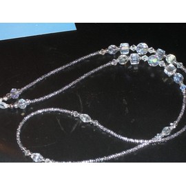 Eyeglass Chain Clear Crystal Faceted Cut Glass 28 inches