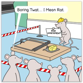 Twizler Funny Card - Rat Risk Assessment - Rude Birthday Card for Men & Women - Blank Inside for Him or Her - Humour Anniversary - New Job