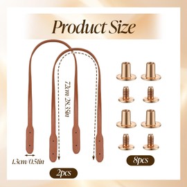2Pcs 28.3Inch Leather Handbag Handles, PU Leather Purse Strap Handle Mount Purse Bag Straps Replacement Purses Straps Leathers Band for Purses DIY Shoulder Bags Wallet