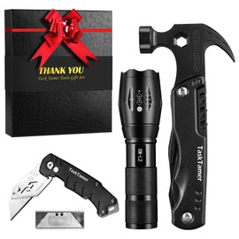 Multitools Gfit Set for Men, 3-in-1 Multi-tools Set "THANK YOU" Includes a Multi-Hammer, Utility Knife & Tactical Flashlight, EDC Gears for Car, Camping & Emergency, Gifts For Dad Husband Him