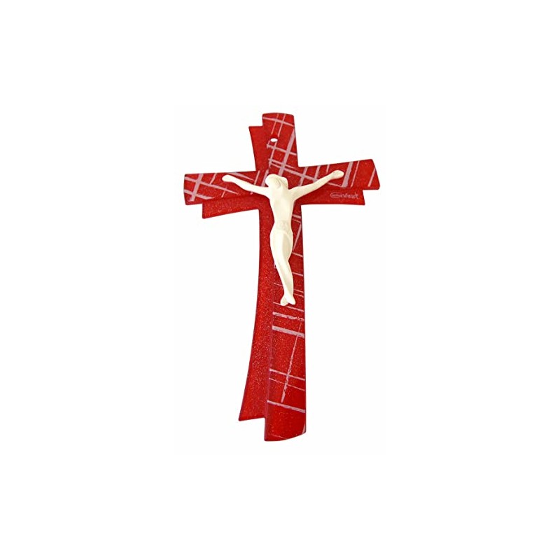 KVN Glass Cross with Ceramic Body (10cm), with Murano Glass